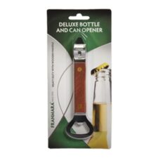 Product: deluxe bottle and can opener with wooden handle, item# FCWOODBCO
