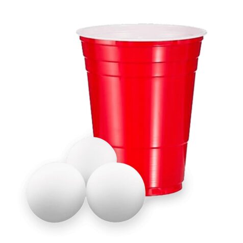 beer pong cup and balls