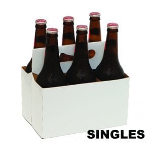 Product: single white 16 oz cardboard bottle carriers, item # CBC-16OZ-SINGLE