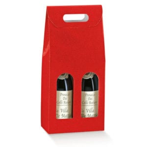 Red Pebbled Textured 2 bottle carrier