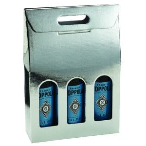 Product: Metallic Silver 3 bottle carrier ; ITEM # IT-BC3ARG