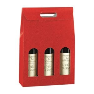 Product: Red Pebbled texture 3 bottle carriers; ITEM # IT-BC3PRO