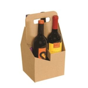 Product: 4 bottle cardboard wine carrier, item # WB4-KRAFT