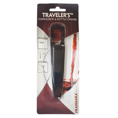 Product: traveler's corkscrew and bottle opener, item #fcorkbo