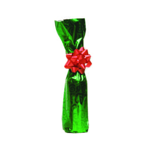 Product: Green Swirl Mylar Foil 750 mL bottle gift bag, item # MB7G