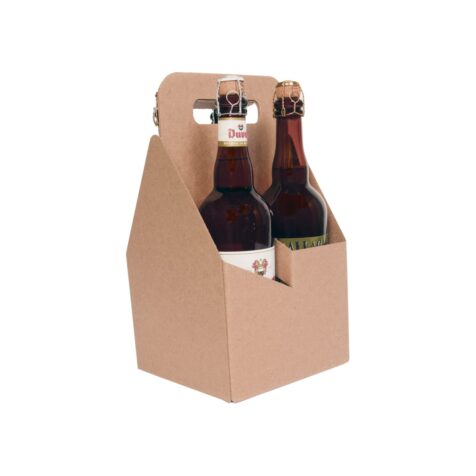 Product: 4 bottle cardboard wine carrier, item # WB4-KRAFT