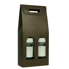 Product: Chocolate Pebbled Textured 2 bottle carrier ; ITEM # IT-BC2PMA
