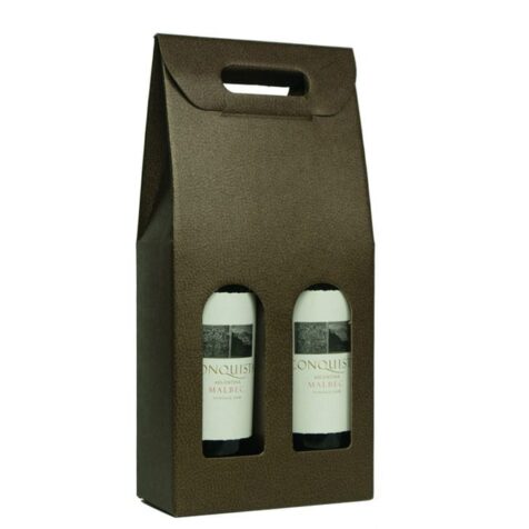 Product: Chocolate Pebbled 2 bottle wine carrier ; ITEM # IT-BC2PMA