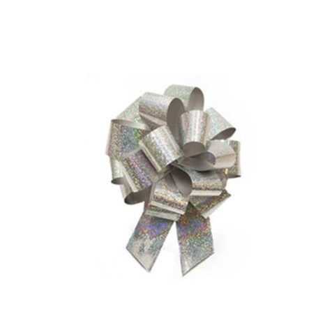 5" Silver hologram pull bows