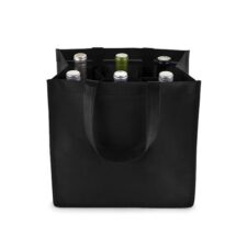 Product: Reusable 6 Bottle Wine Tote Wholesale, Item # CWT6BGB7BL