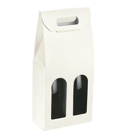 White Embossed 2 bottle wine carrier