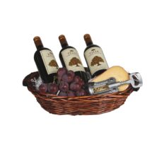 Product: 3 Bottle Oval Basket, item #BASK-HWH14