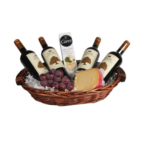 Product: The 4 Bottle oval basket, item #: BASK-HWH16