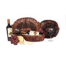 Product: 2 Bottle oval basket, Item # BASK-HWH-12