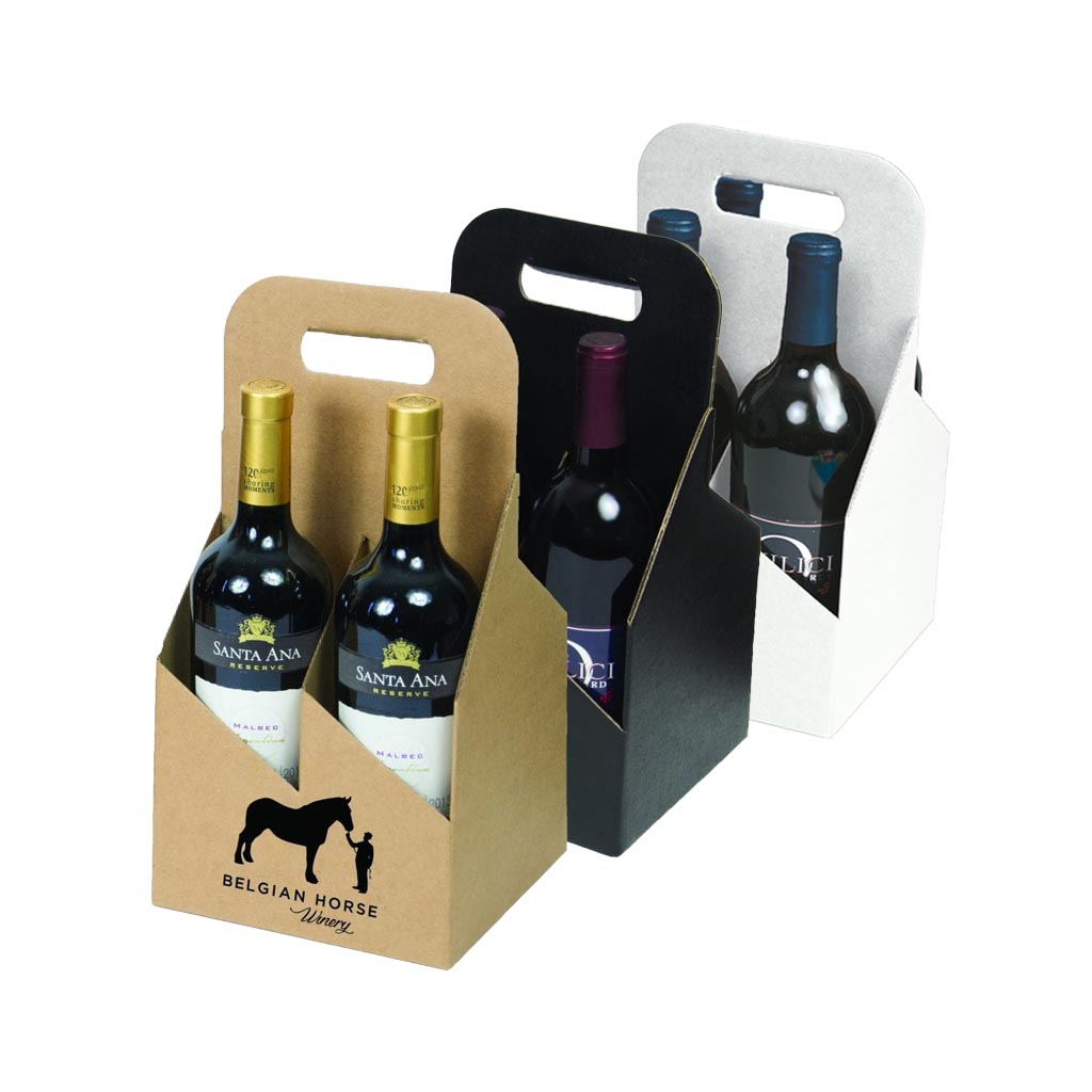 4 Bottle Wine Carrier Bag (Checkered/Black, 4 bottle)