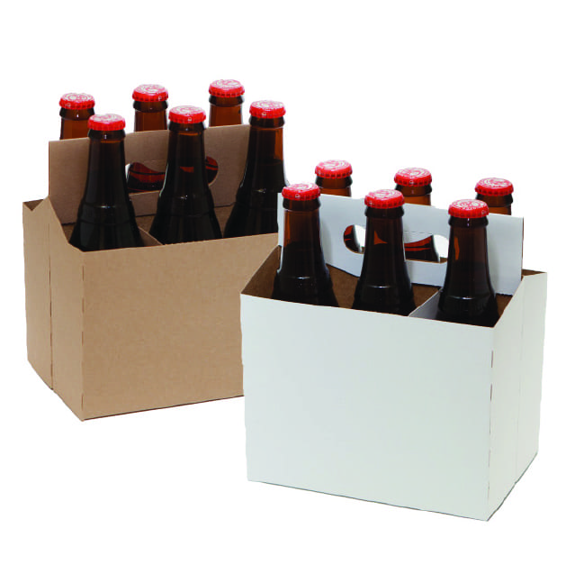 6 Pack Cardboard Beer Bottle Carrier For 12 Ounce Bottles Pack of 50 White