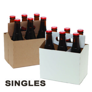 Product: SINGLE White & Kraft 6 Pack Cardboard Bottle Carrier for 12 ounce bottles, item # CBC-100-SINGLE # CBC-6KRAFT-SINGLE