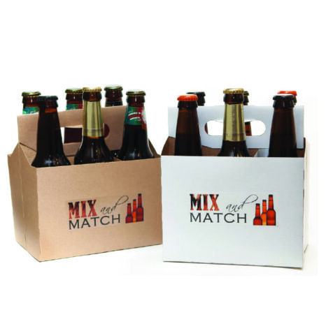 Product: promotional white & kraft 6 pack bottle carriers, item # PROMO-CBC-100