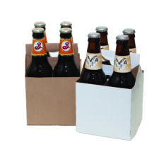 Product: White & Kraft 4 Pack Carriers, item # CBC-4/4KRAFT