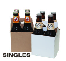 Product: SINGLE White & Kraft 4 Pack Cardboard Bottle Carriers item # CBC-4-SINGLE # CBC-4KRAFT-SINGLE