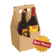 Product: 4 bottle cardboard wine carrier, item # WB4-KRAFT