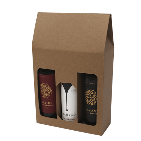 Product: Cardboard 3 bottle wine carrier #WB3B-CWW