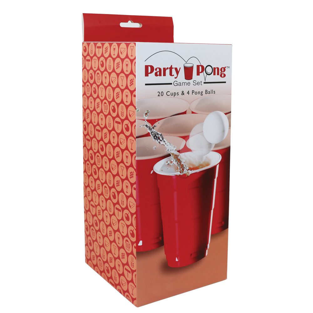 Beer Pong Party Game Set - 22 Red Party Cups - 2 White Balls - BPONG /  WSOBP Official