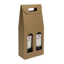 Product: Smooth Finish Kraft 2 Bottle Wine Carrier - 375 ML; ITEM # IT-OC2GNAT