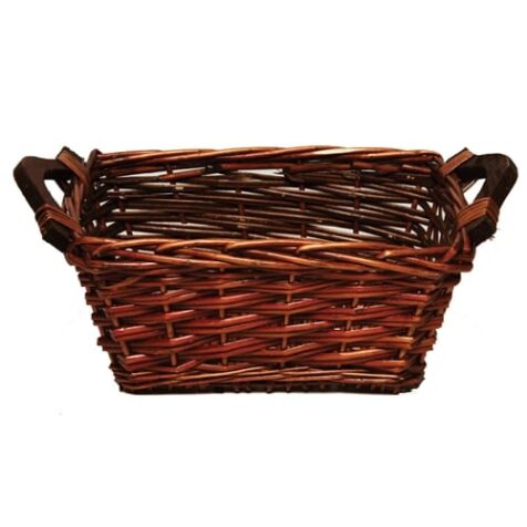Product: rectangular basket with wooden handles, Item # BASK-REC