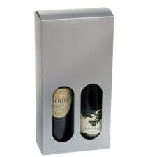 Product: Metallic Silver 2 Bottle Gift Box for 750 ml bottles, item # WB2B